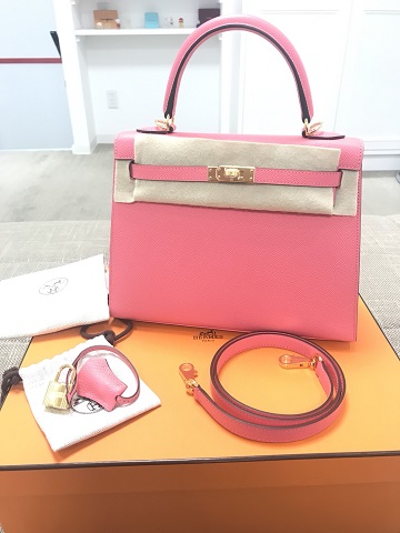 Hermes Kelly 25 粉色 馬蹄 金扣 外縫 EPSOM