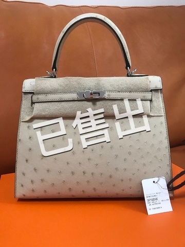 Hermes Kelly 25 鴕鳥皮 3C色