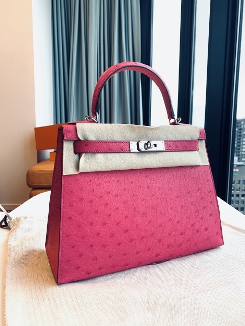 Hermes kelly 28 RoseTyrien E5 鴕鳥皮