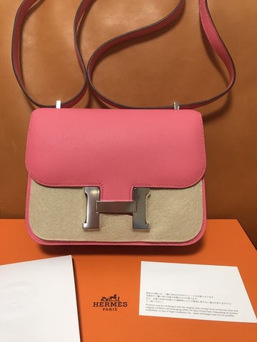 Hermes constance Micro 肩背包 桃色